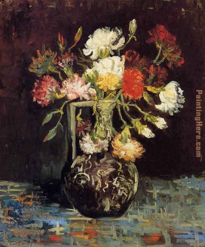 Vase with White and Red Carnations painting - Vincent van Gogh Vase with White and Red Carnations art painting